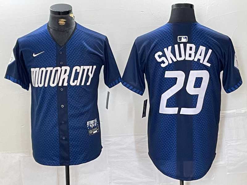 Mens Detroit Tigers #29 Tarik Skubal 2024 Navy City Connect Cool Base Limited Stitched Jersey